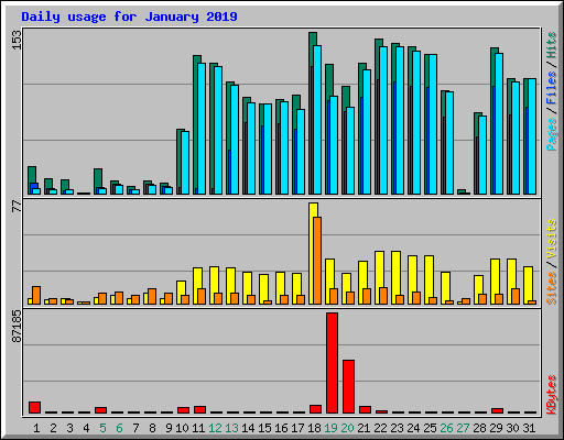 Daily usage for January 2019