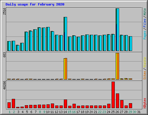 Daily usage for February 2020