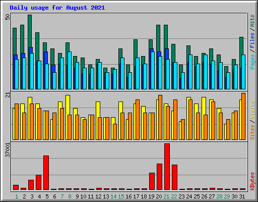 Daily usage for August 2021