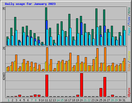 Daily usage for January 2023