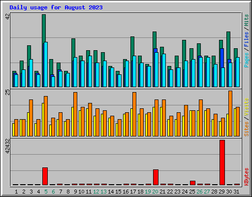 Daily usage for August 2023