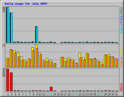 Daily usage for July 2025