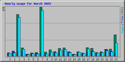 Hourly usage for March 2025
